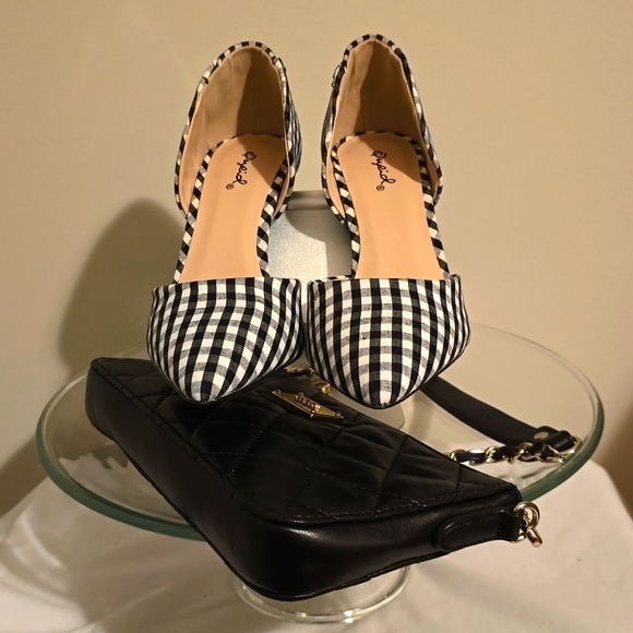 Alessa Black and White Gingham D'Orsay Women's Size 6 1/2 Pumps - Picture 9 of 9